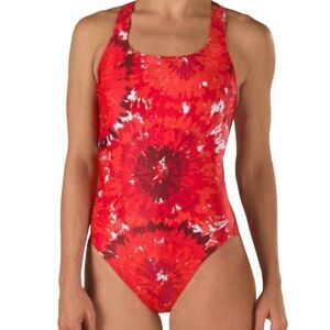 Speedo Women's Powerflex Eco Burst Drop Back One Piece Tie-Dye Swimsuit